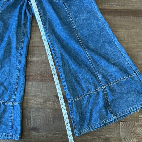 Free People Style Wide Leg Denim Jeans Lightweight High Waist Boho 30x29 - Picture 7 of 8
